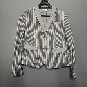 Banana Republic Blazer Jacket Size 10 Dark Gray Pin Stripe